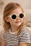 Dd805 Cream Beige Round Children's Sunglasses Unisex - with Storage Case Gift - 6