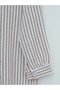 Striped Linen Shirt with Buttons - Light Brown - 8