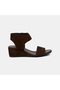Women's Bitter Brown Zippered Wedge Heeled Suede Sandals - 2