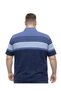 Men's Plus Size Melange Indigo Polo Collar Short Sleeve Striped T-Shirt 3Xl-4Xl-5Xl-6Xl - 2