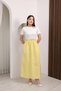 Women's Yellow Short Sleeve Belted Midi Dress - 2