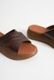 Dallas Premium Daily Bitter Brown Knitted Printed Genuine Leather Women's Slippers - 5