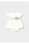 Baby Girl Floral Belted Dress Panties Set Ecru 1886 - 2