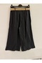 Women's Anthracite Italian Wicker Belted Elastic Waist Wide Leg Linen Trousers Size 40 - 46 - 4
