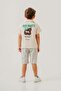 Boy's Cotton Ecru Shirt Shorts Set - Striped Bermuda Detail - 3