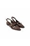 Brown Leather Three-Buckle Women's Pointed Toe Ballerinas - 3