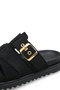 Black Suede Women's Slippers with Orthopedic Sole and Gold Buckle - 2