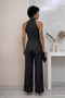 Front Tie Jumpsuit Dress - Black - 4