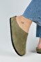 Melissa Women's Genuine Leather Front-Stitched Sabo Khaki Slippers - 5