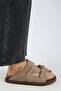 Elifi Women's Genuine Leather Velcro Mink Slippers - 2