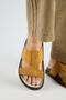 Sabrina Women's Genuine Leather Double-Strapped Mustard Slippers - 6