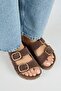 Alexa Women's Leather Genuine Leather Double Buckle Platform Brown Slippers - 2