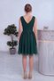 Women's V-Neck Pleated Stone Detailed Graduation Dress Glittery Tulle Indigo, Purple, Black, Green - 8