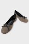 Checkered Bowknot Wooden Bead Detail Office Casual Women's Flat Shoes Beige - Black - 3