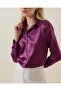 3964 Lightly Flowing Satin Shirt - Purple - 4