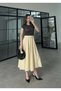 Women's Burgundy Flared Midi High Waist Midi Skirt Lyocell Fabric - 6