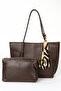 Women's Leather Shopper Large Shoulder Bag Brown - Cnt2001 - 7