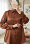 3964 Lightly Flowing Satin Shirt - Tan