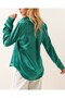 3964 Light Draped Satin Shirt - Dark Green - 7