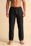 Black Wide Fit 100% Cotton Muslin Fabric Men's Trousers with Elastic Waist - Hajj Umrah Trousers - 3