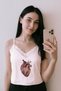 White Realistic Heart Lace Gothic Y2K Strap Crop - 2