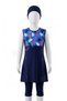 Navy Blue Girls' Hijab Swimsuit with Tights and Bonnet, Semi-Covered Swimsuit, Age Range 9-15 - 3