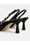 Women's Stone Detailed Thin Heeled Slingback Shoes - 4