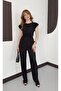 Pleated Satin Tie-Detail Blouse with Lining and Shoulder Pads, Top and Bottom Set - 2