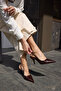 Palerzo Women's Brown Leather Heel-Strapped Slingback Shoes - 6