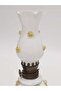 Antique Opal Glass Gas Lamp with Flower Motif 012 - 3