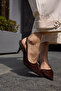 Palerzo Women's Brown Leather Heel-Strapped Slingback Shoes - 5