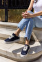 Lussaro Women's Dark Blue Genuine Leather Suede Eva 5 cm Sneaker
