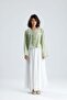 White Tensel Fabric Long Lined Skirt with Reverse Stitching Detail 31045 - 3
