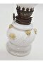 Antique Opal Glass Gas Lamp with Flower Motif 012 - 2