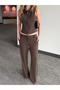 Brown Striped Vest and Trousers Set - 8430 - 2