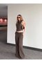 Brown Striped Vest and Trousers Set - 8430 - 6