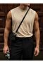 Men's Oversize Zero Sleeve T-Shirt Wide Shoulder Cut Loose Basic Undershirt Cotton Comfortable Fit T-Shirt