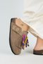 Poelman Women's Genuine Leather Tasseled Bead Detailed Sabo Mink Slippers - 5