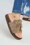 Yasmin Women's Genuine Leather Tasseled Bead Detailed Open-Front Mink Slippers - 4