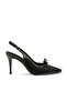 Outer Satin and Genuine Leather Heeled Shoes 504 Black Satin (Black Satin)