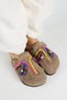 Poelman Women's Genuine Leather Tasseled Bead Detailed Sabo Mink Slippers - 2