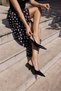Si̇nora Women's Black Croco Slingback Heel Shoes - 3