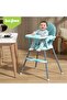 3-in-1 Convertible Baby High Chair, Foldable, Adjustable Height, Tray, 6–36 Months (Blue)