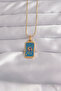316L Steel Gold Color Blue Enamel Hand Figurine Tarot Pendant