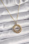 316L Steel Gold Color Chain Silver Zircon Stone Circle Model Women's Necklace