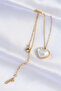 316L Steel Chain Gold Color White Stone Bubble Heart Necklace - 2