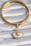 Brass Gold Color Zircon Stone Detailed White Enamel Ajda Charm - 2