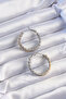 Brass Gold Silver Color Serrated Hoop Earrings - 2