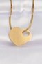 316L Steel Italian Chain Gold Color Flat Plate Heart Necklace