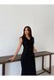 Elegant V-Neck Long Dress with Slit Detail – Stylish and Modern for Everyday Wear - 2